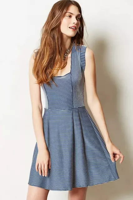 Anthropologie PLENTY Tracy Reese Navy & White Striped LILITH Fit & Flare Dress S