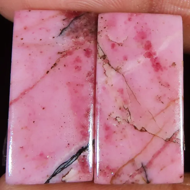 Natürlich Rosa Rhodonit Paar Oktagon Cabochon 42.70 CT 12x24x4 MM Edelstein GR41