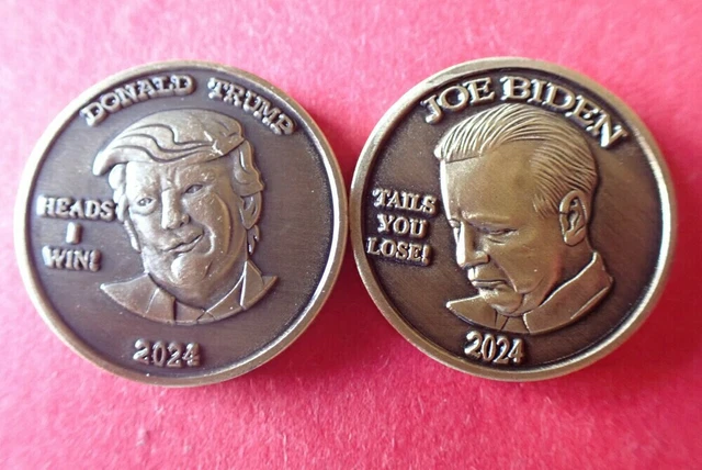 NIP CHALLENGE COIN Donald Trump Joe Biden HEADS I WIN TAILS YOU LOSE ...