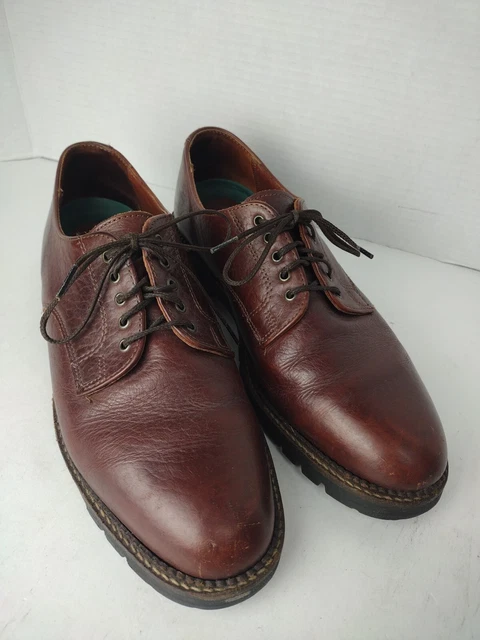 HS TRASK BROWN Bison Leather Oxford Shoes Mens 10M 1001 Gallatin Lace Up 79.95 PicClick