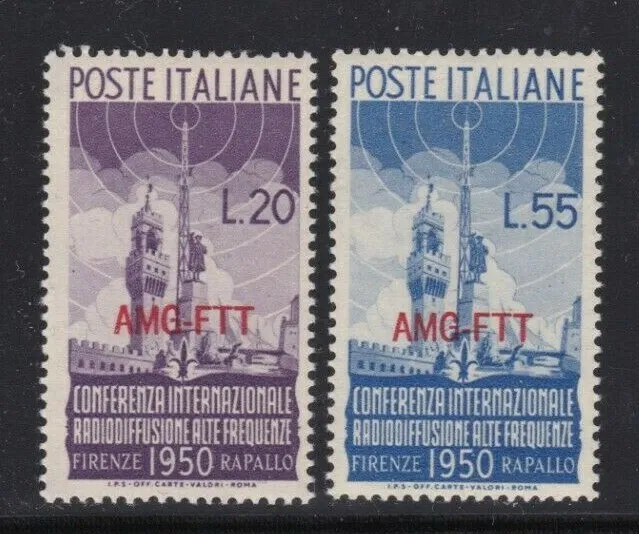 Italy Trieste Stamp Mint Never Hinged MNH Sc# 77-78  Short Wave Radio 1950