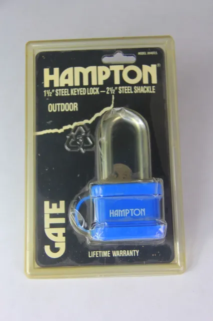 Vintage 1991 Hampton 1 1/2 Steel Keyed Outdoor Lock with Key NOS