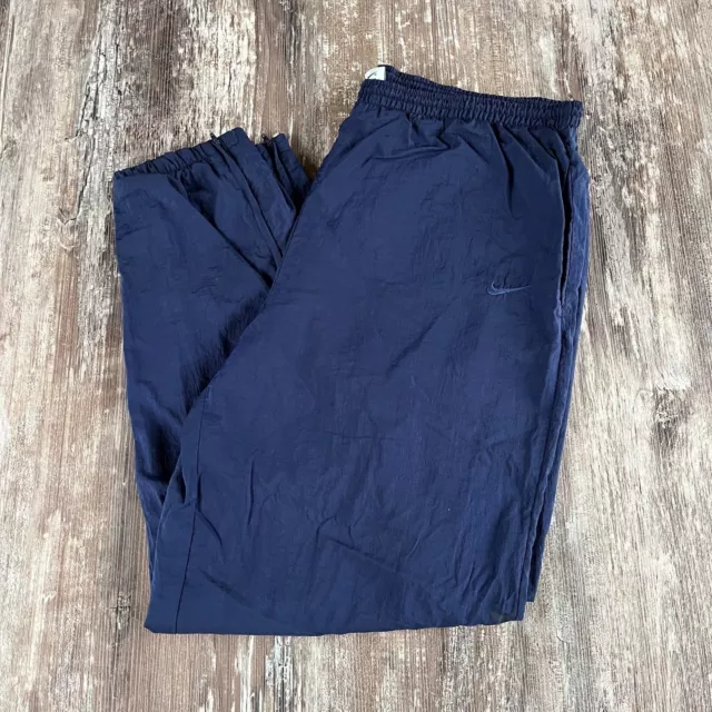 Vintage Nike Windbreaker Swoosh Track Pants Mens XL Blue Nylon 90s Check Lined