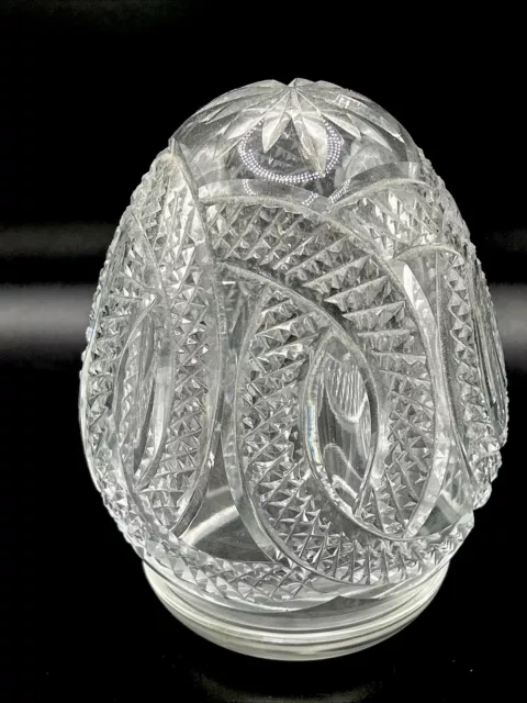 Vintage EAPG SIGNED Tiffin Glass Egg On Concave Pedestal Diamond/Hobnail Pattern