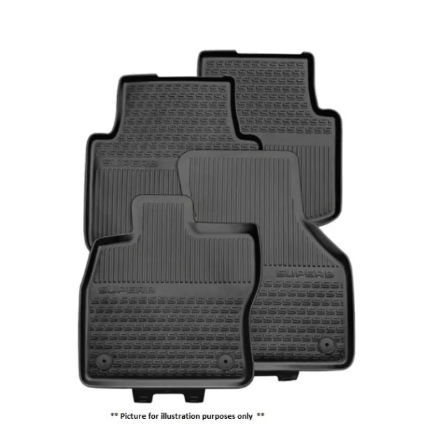 Superb 2015-2023 Rubber Floor Mat set (FRONT & REAR) 3V2061551/3V0061551