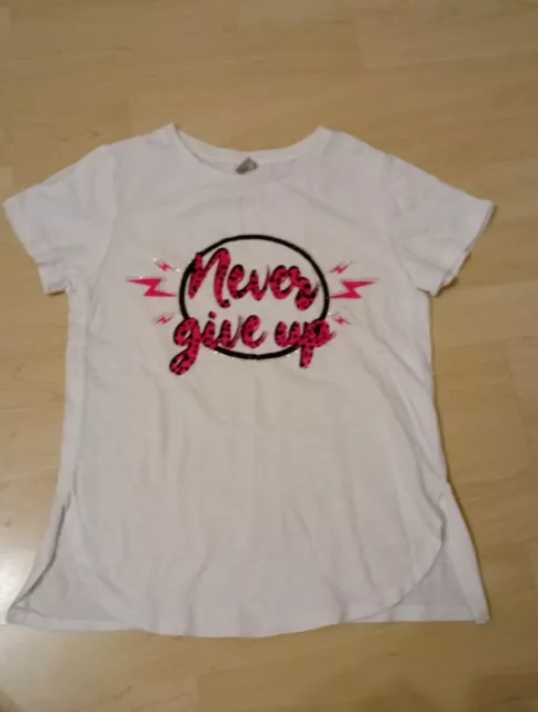 Worn Once! Girls Never Give Up T-shirt Age 8