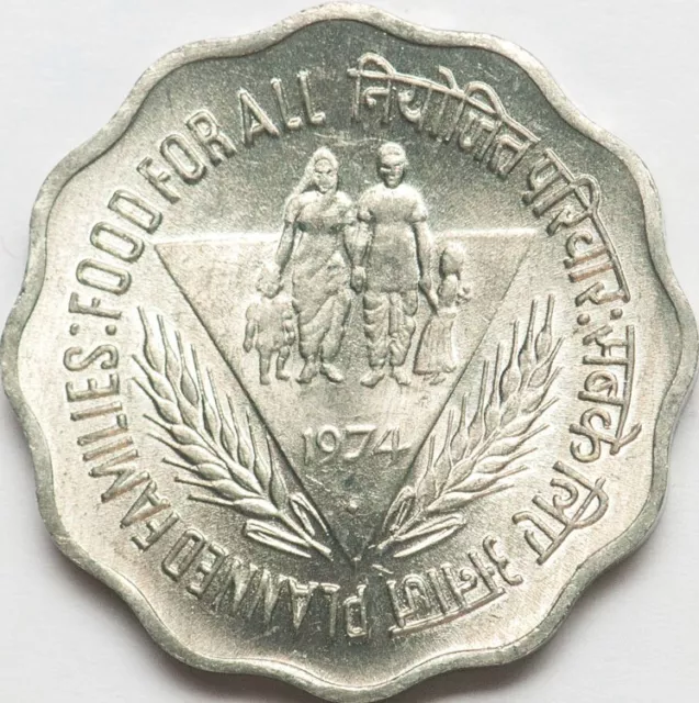 India 10 paise 1974 FAO Planned Families UNC (#7689)