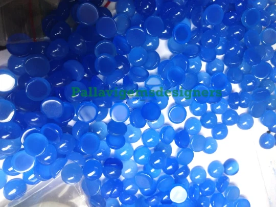 AAA calcédoine bleue naturelle 4mm Cabochon rond pierres précieuses en vrac...
