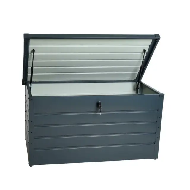 Metall Auflagenbox Kissenbox Gartentruhe Gartenbox Aufbewahrungsbox Anthrazit 2