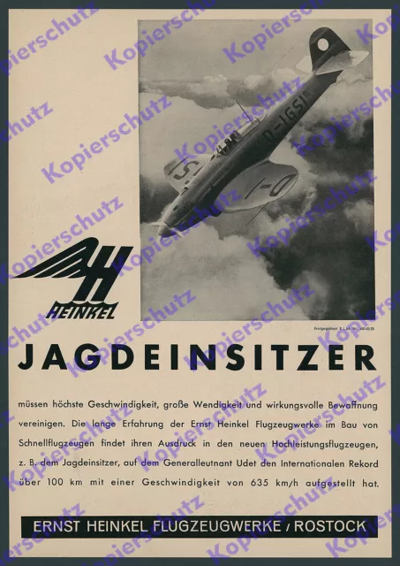 Jagdeinsitzer Heinkel He 112 D-IGSI Rekord Udet Rostock Warnemünde Luftfahrt ´39