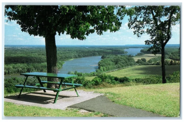 1990 View Mississippi River Valley Scenic Highway 79 Hannibal Missouri Postcard