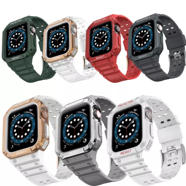 Band With Case Silicone iWatch Strap For Apple Watch Seties 8 7 6 5 4 SE 41/45mm