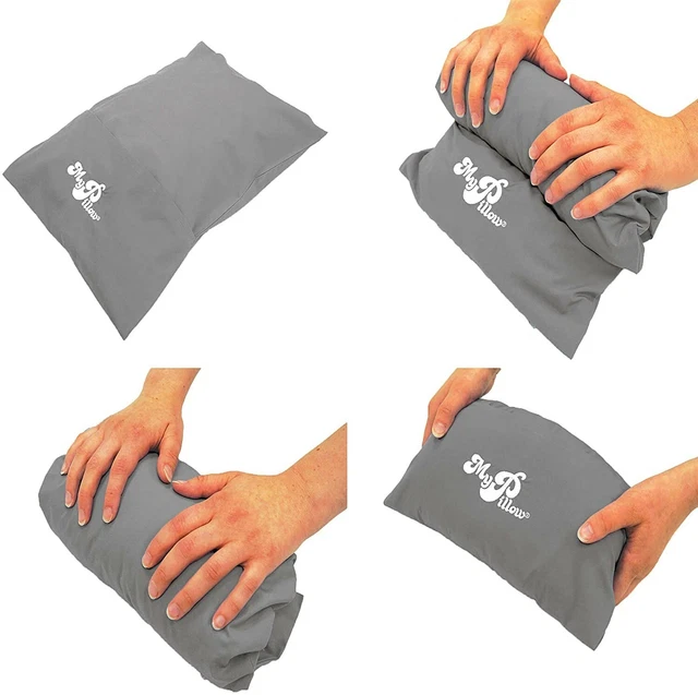 MyPillow Set Of 2 Roll & Go Travel Pillows, Light Grey 2