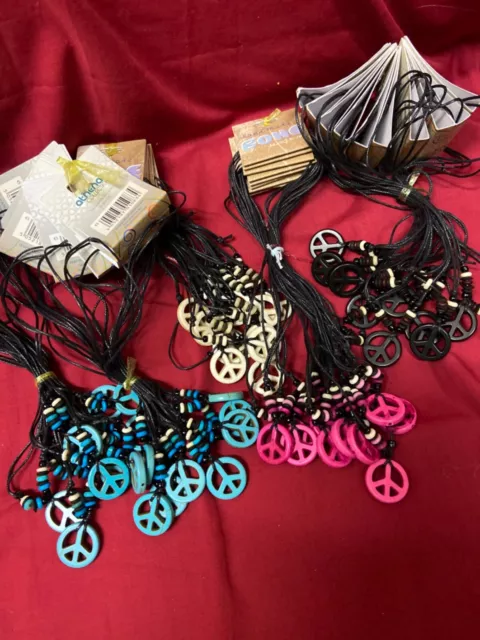 Job Lot 50 Peace sign pendants/necklaces Made by Bone Cord Jewelry