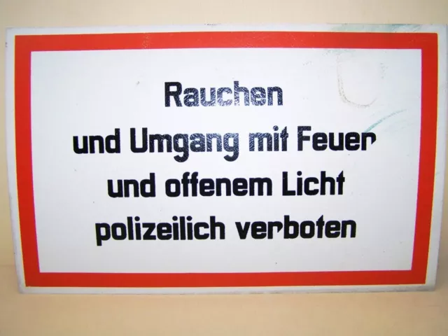 Antiguo DDR Gebots/Prohibición Signo De " Fumar Verboten Plástico