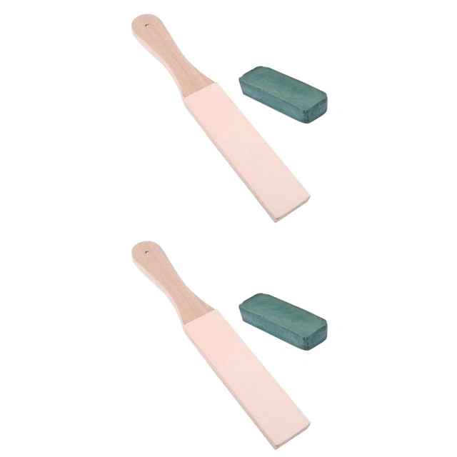4 piezas Hecho a mano Cuchillo de dos caras Madera Cuero-Cuero Afilados