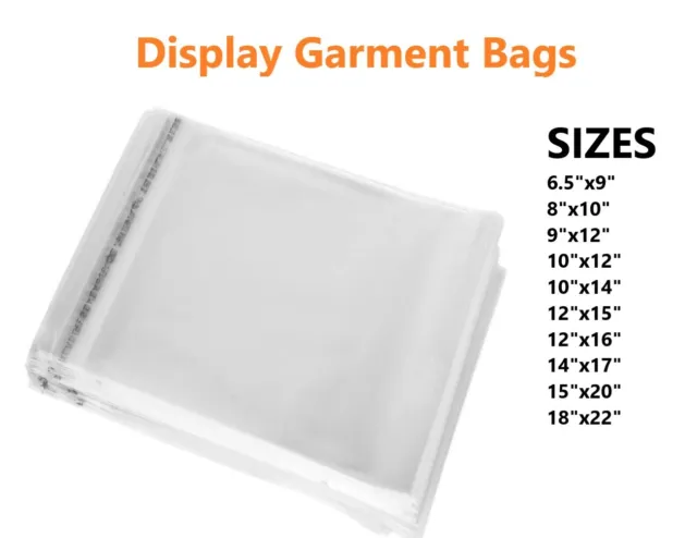 CPP Garment Clear Plastic Bag Self Seal Safety Warning RESEALABLE Clothing Bags 3