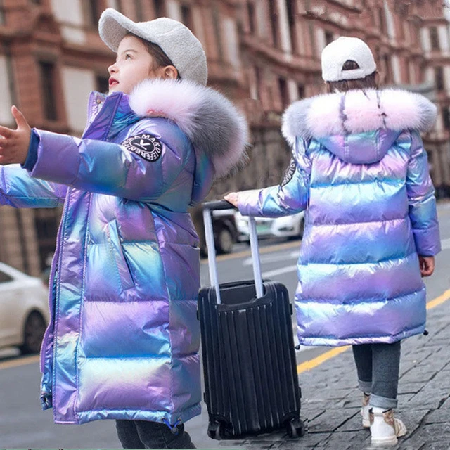 Kids Girls Winter Coat Hooded W/Faux Fur Boys Parka School Jackets Outwear 3-12Y