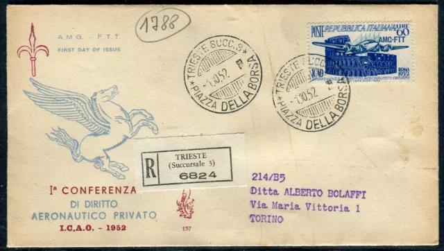 Fdc Venetia Club Trieste A 1952 1 Conferenza Aereonautico   Viaggiata In Racc.