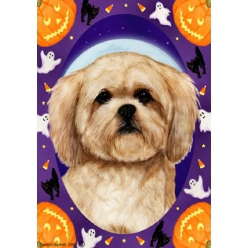 Halloween Garden Flag - Cream Lhasa Apso 120401