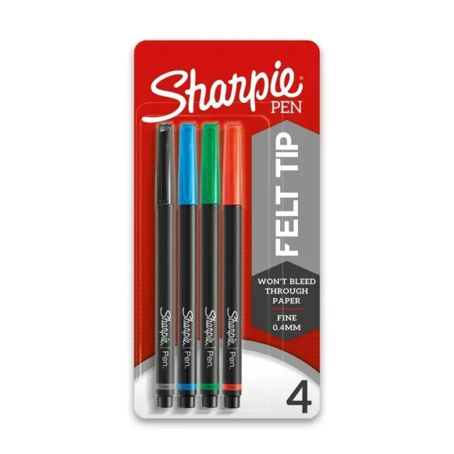 Sharpie Pens, Felt Tip Pens, Fine Point (0.4mm), Black 4 Count. Assorted Colors