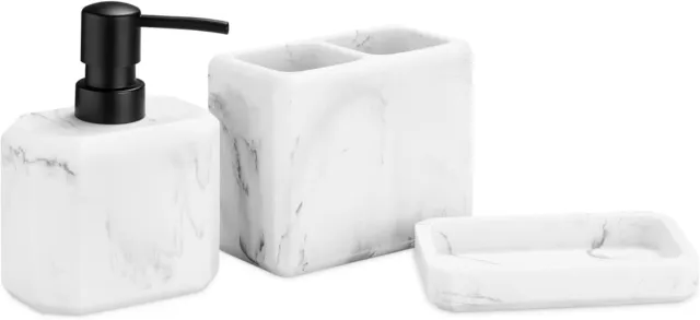 Navaris Bathroom Accessories Set - Liquid Soap Dispenser/Toothbrush White