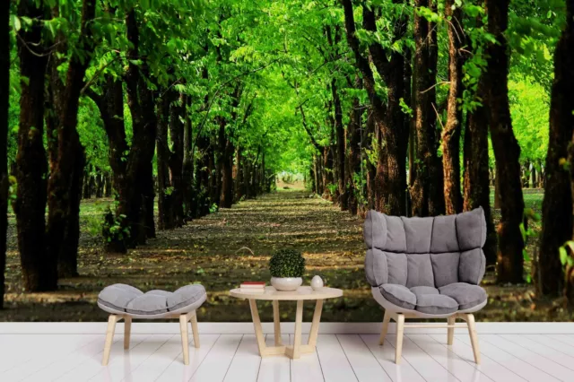 3D Green Forest Tree Plant Path Self-adhesive Removable Wallpaper Murals Wall