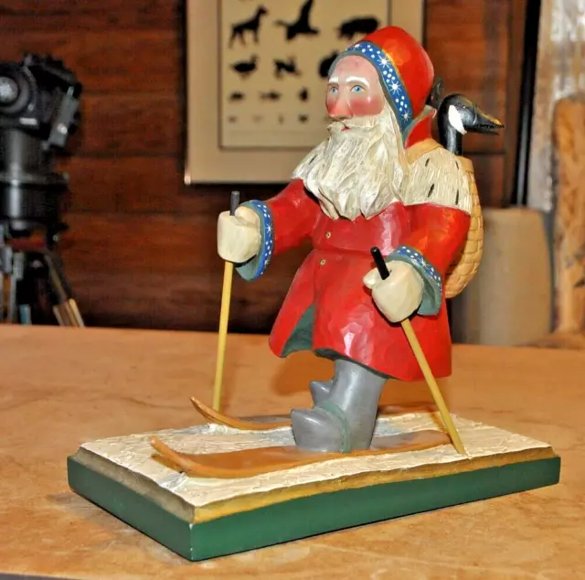 LEO SMITH LARGE SANTA SKIER - FOLK ART MIDWEST OF CANNON FALLS 419/1500 Rare