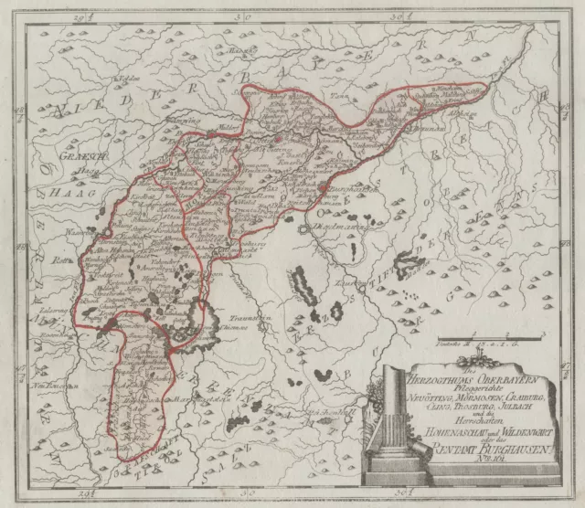 Burghausen Original Kupferstich Landkarte Reilly 1791