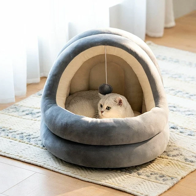 Indoor Dog House Bed Pet Kennel Soft Small Warm Cave Cushion Winter Sofa Plush