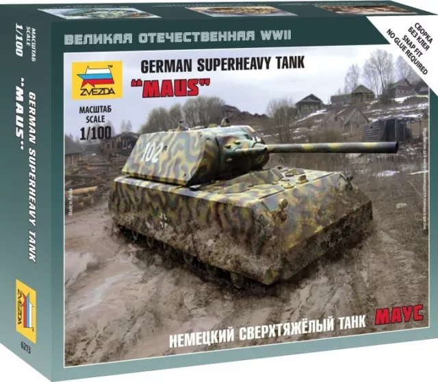 Zvezda 6213 - 1/100 Wargame Addon German Super Heavy Tank Maus - Neu