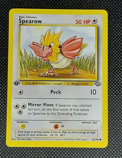 Pack Fresh Mint / Nm! Spearow 62/64 1St Edition Jungle Wotc Pokemon Rare Card
