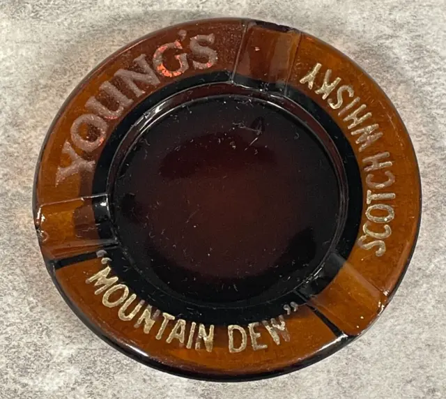 Vintage Antique 1930s Youngs Mountain Dew Scotch Whiskey Ashtray