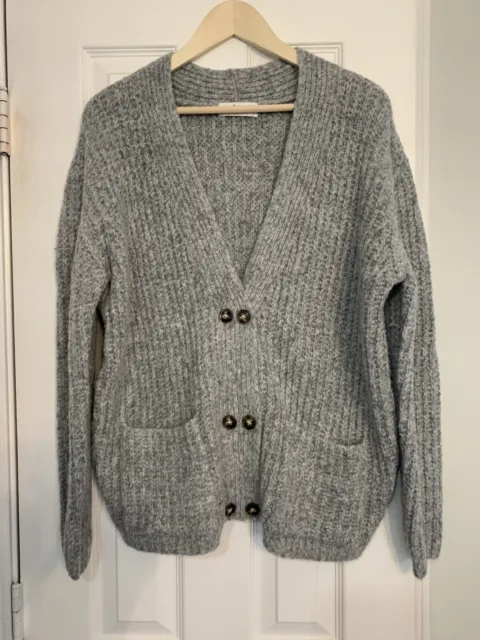 Carly Jean Los Angeles Soft Cardigan Sweater  sz Small Double Buttons Gray