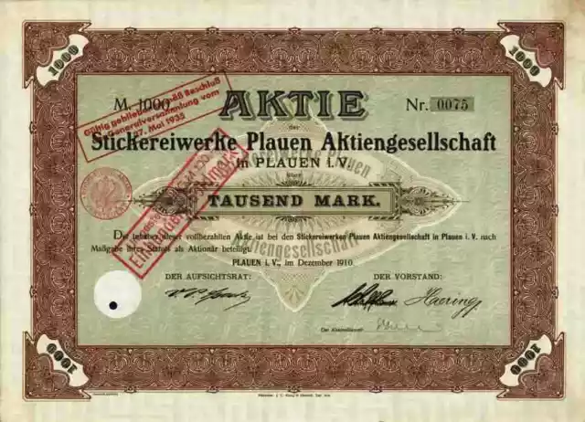Stickereiwerke Plauen 1910 Vogtland Sachsen VEB Plauener Spitze Gerth Gera Reuß
