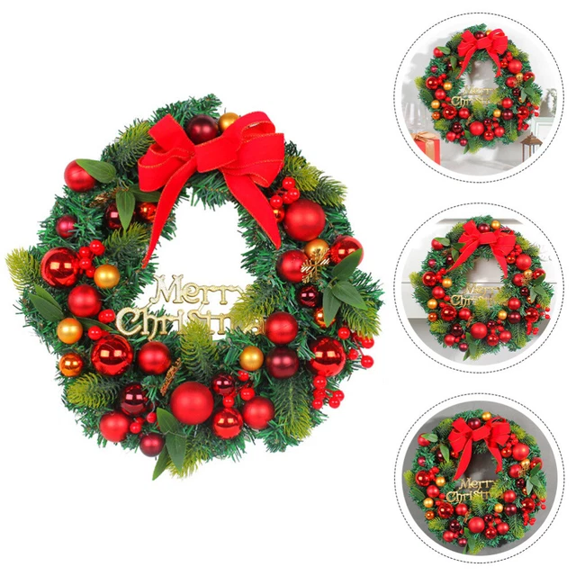 Coronas de otoño de plástico para la puerta principal corona de bayas rojas bolas de Navidad