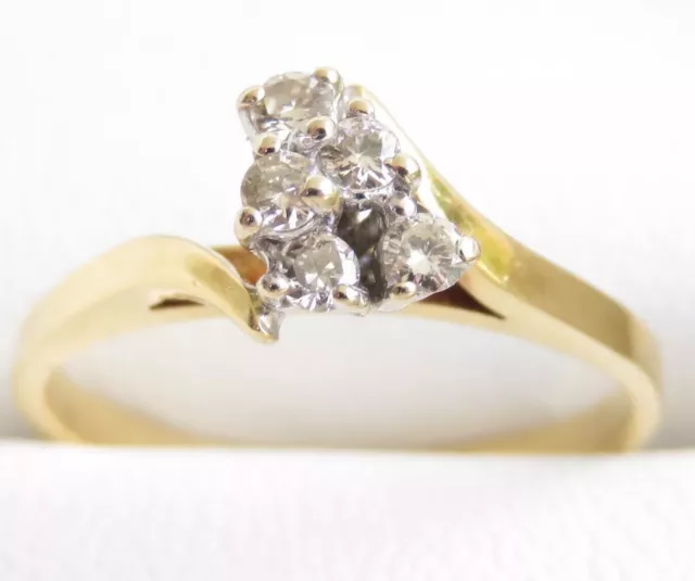 Genuine 0.35ct Diamond Cluster Ring In 18K Yellow Gold