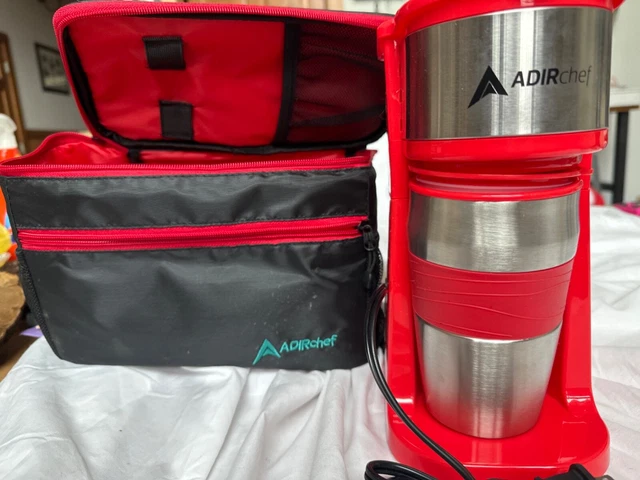 ADIRchef Grab & Go Personal Coffee Maker 15 OZ Travel Mug, Stainless Steel