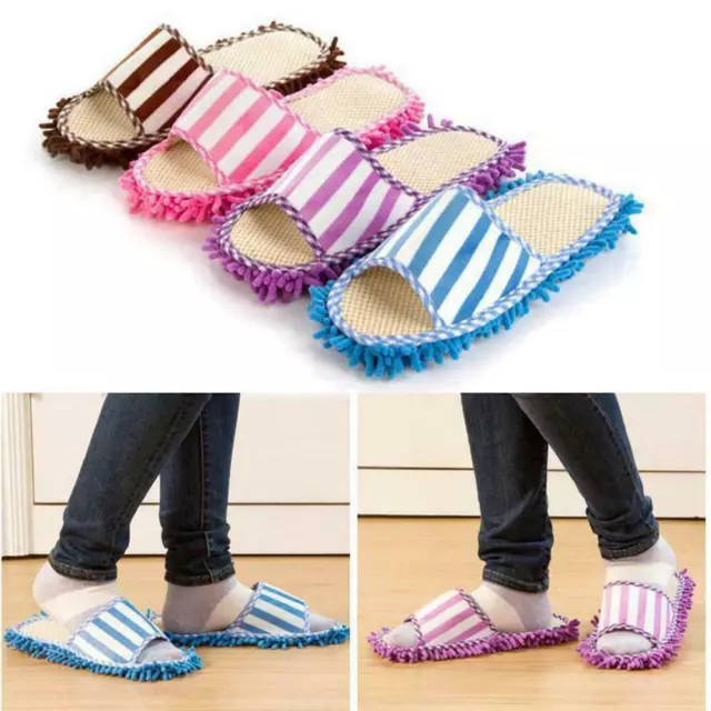 1Pair Broom Cover Floor Cloth Polishing Dust Mop Slippers Shoes Cleaning V5S0