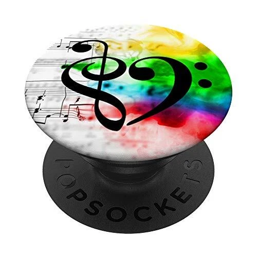 Treble Clef Bass Clef Heart Watercolor Sheet Music Bassist Fits PopGr