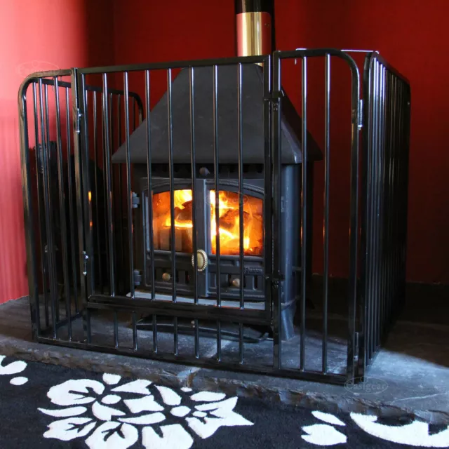 Nursery Fire Guard Safety Child Kid Fireplace Stove Wood Burner Pet Screen Black