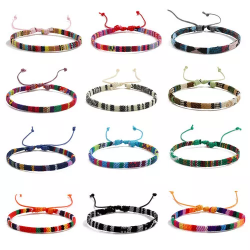 Boho Handmade Multicolor String Cord Braided Friendship Woven Bracelet Jewelry