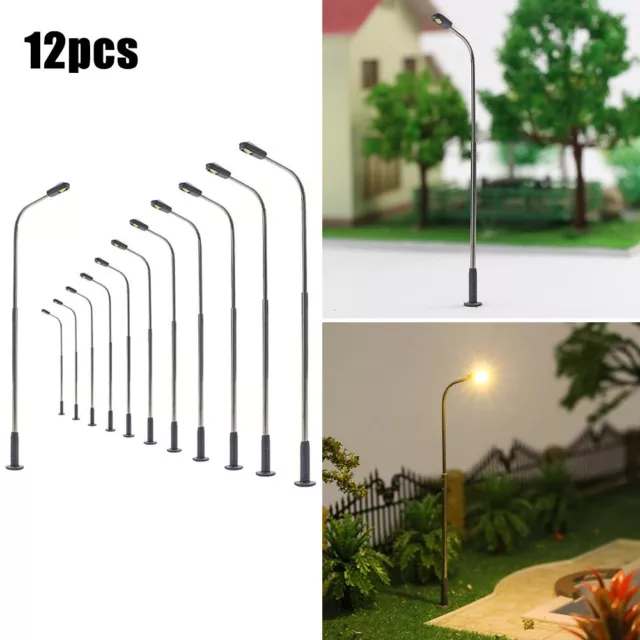 Warm White Lamp Post Street Lights for Model Railways Pack of 12 14CM Height