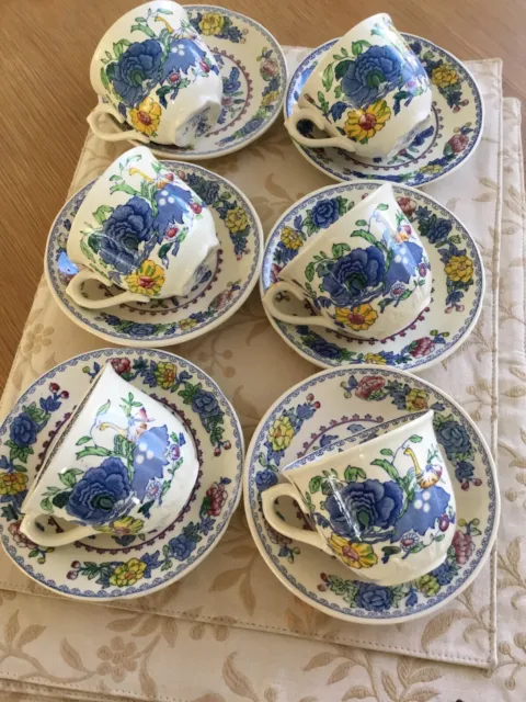 Masons Ironstone Regency - Vintage Set Of 6 × Tea Cups and Saucers