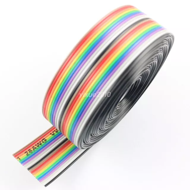 5M Meter 1.27mm Pitch 30 Way Wire Conductor Rainbow Color IDC Flat Ribbon Cable