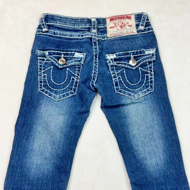 True Religion Jeans Joey Super T Flared Low Rise Dark Wash Blue Women's Size 25