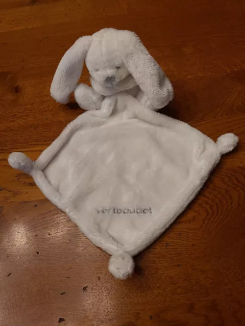 Doudou Lapin blanc gris mouchoir Vertbaudet ÉTAT NEUF JAMAIS UTILISÉ