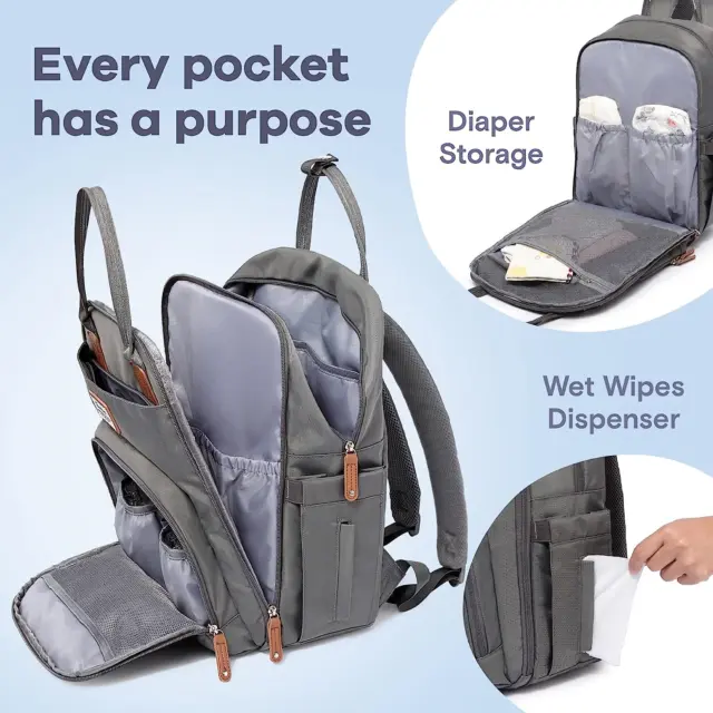 Diaper Bag Backpack RUVALINO Multifunction Travel Back Pack Maternity Baby and 3