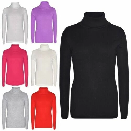 Bambine Polo Scollo Maglietta Cotone a Costine Maglione Top Manica Lunga Età