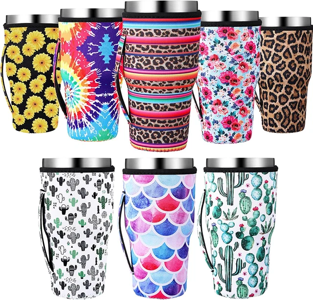 Patelai 8 Pieces 30Oz Reusable Neoprene Iced Coffee Cup Sleeve Neoprene Insulate